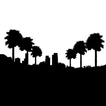 Palm trees beach vector silhouette. Coconut palm on Beach vector. EPS 10 Stock Illustration