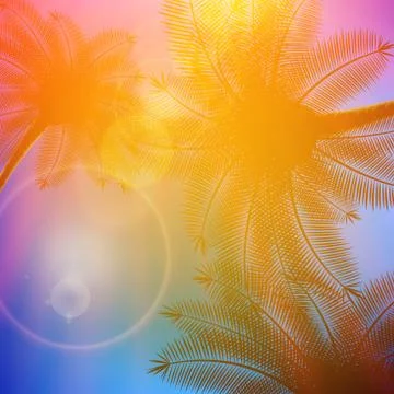 Palm trees with beautiful sunset. Stock Illustration