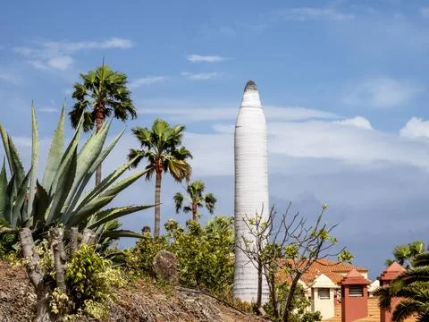 Palm trees blowing in the wind in Playa Santiago on La Gomera, Canary Islands Stock Photos