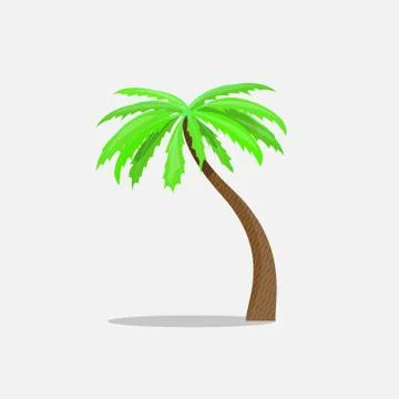 Palm trees in cartoon style isolated on white background Vector Illustration Illustrazione stock