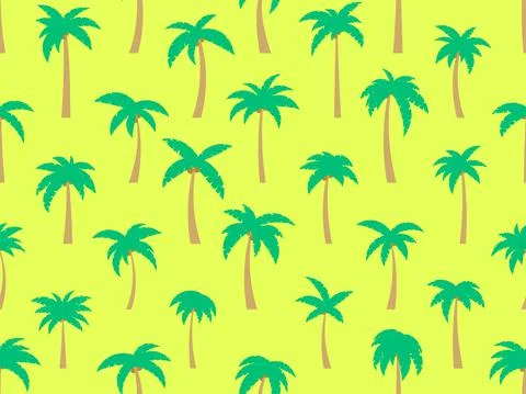 Palm trees with coconuts seamless pattern. Summer time, wallpaper with tropic Stock Illustration