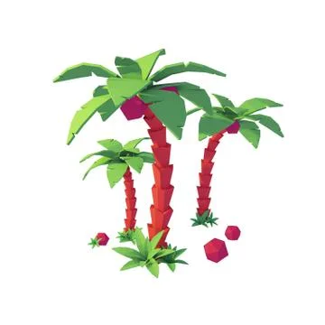 Palm trees composition in low poly style. Stock-Illustration