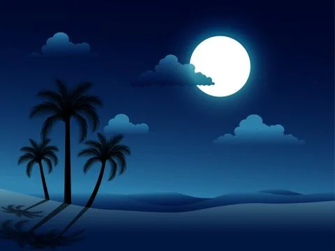 Palm trees in desert Stock Illustration