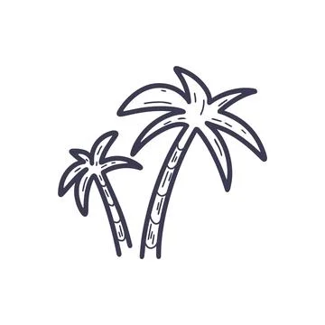 Palm trees doodle style Illustrazione stock
