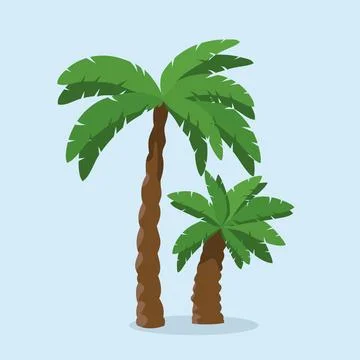 Palm Trees element in modern flat line style. Hand drawn vector illustratio.. 스톡 일러스트