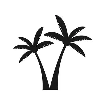 Palm trees flat style on white background. Vector stock illustration. Stock Illustration
