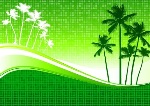 Palm trees green background Stock Illustration