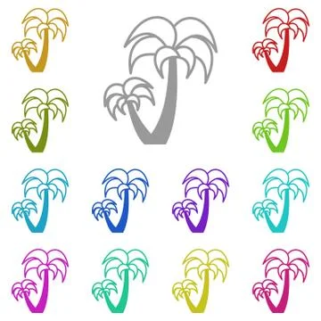 Palm trees icon in multi color. Simple glyph vector of summer set for UI and  Stock Illustration