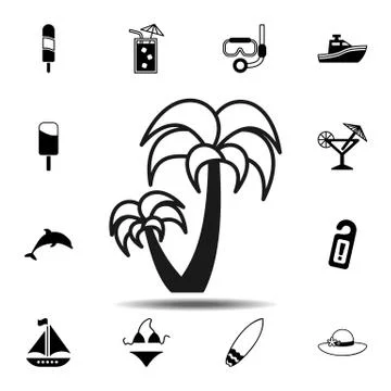 Palm trees icon. Simple glyph vector element of Summer icons set for UI and U Stock Illustration