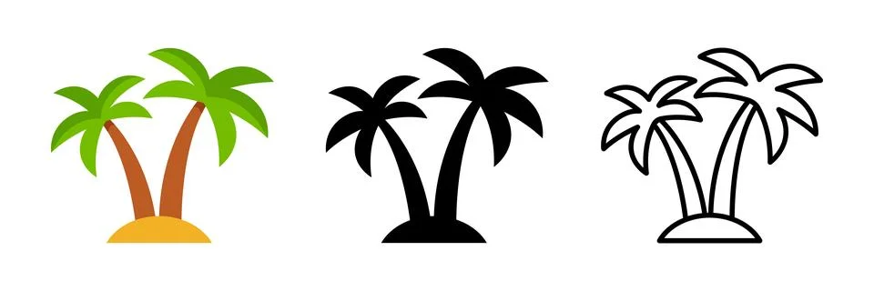 Palm trees icon variants Stock Illustration