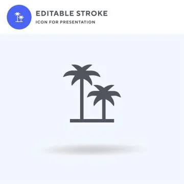 Palm Trees icon vector, filled flat sign, solid pictogram isolated on white Stock Illustration