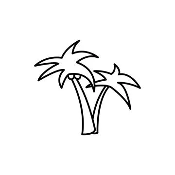Palm trees linear icon on white background Stock Illustration