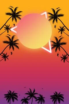Palm trees with night gradient background Stock-Illustration