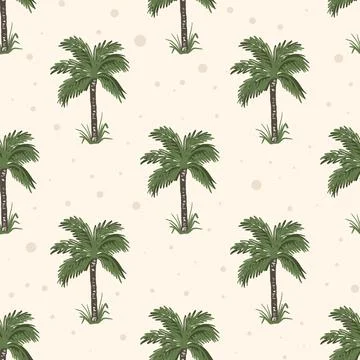 Palm trees on sand seamless pattern Stock Illustration