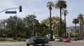 Palm Trees, Santa Monica BLVD, Car Traffic in Beverly Hills, Los Angeles, USA HD Footage