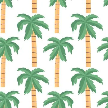 Palm trees seamless pattern. Botanical vector endless backdrop. Repeatable Tr Stock Illustration