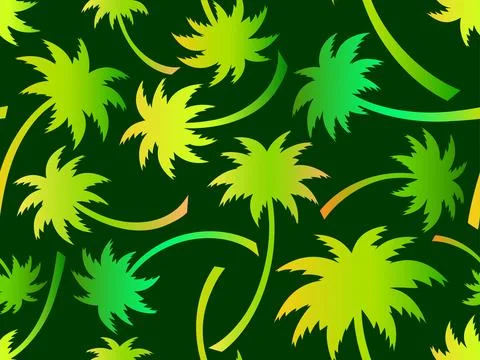 Palm trees seamless pattern. Colorful gradient palm trees. Background with .. Stock Illustration