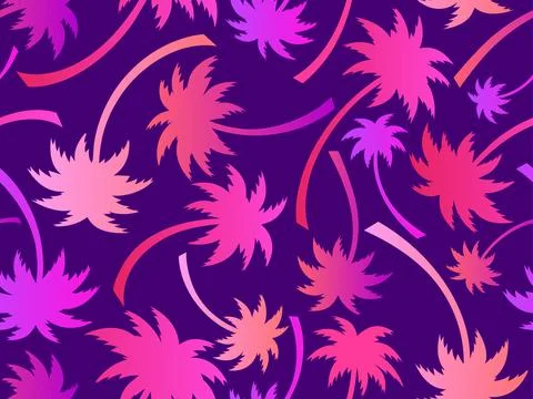 Palm trees seamless pattern. Colorful gradient palm trees. Background with .. Stock-Illustration