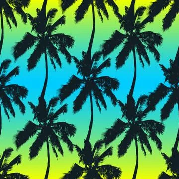 Palm trees seamless pattern on gradient background 스톡 일러스트