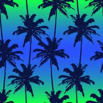 Palm trees seamless pattern on gradient background. Stock Illustration