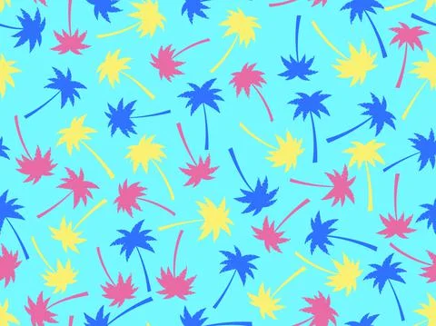 Palm trees seamless pattern. Summer time, tropical pattern with colorful palm Illustrazione stock