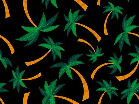 Palm trees seamless pattern. Summer background with tropical palm trees wit.. Stock Illustration
