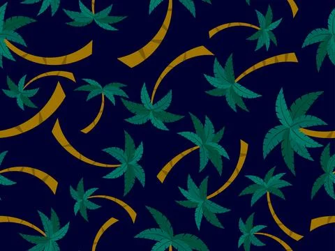 Palm trees seamless pattern. Summer background with tropical palm trees wit.. Stock Illustration