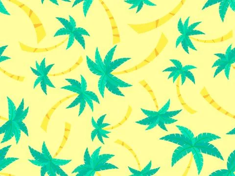 Palm trees seamless pattern. Summer background with tropical palm trees wit.. Stock Illustration