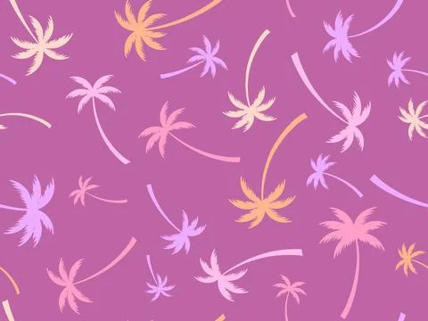 Palm trees seamless pattern. Summer time, wallpaper with tropical palm tree.. Stock Illustration