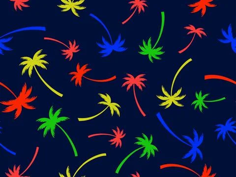 Palm trees seamless pattern. Summer time, wallpaper with tropical palm tree.. Stock Illustration