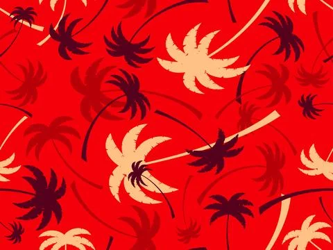 Palm trees seamless pattern. Summer time, wallpaper with tropical palm tree.. 스톡 일러스트