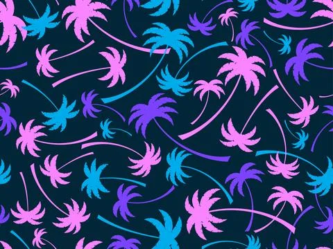 Palm trees seamless pattern. Summer time, wallpaper with tropical palm tree.. 스톡 일러스트