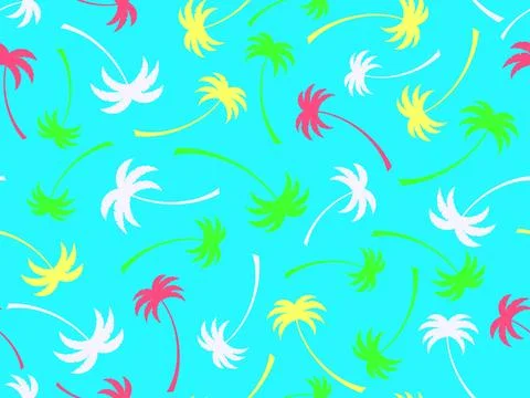 Palm trees seamless pattern. Summer time, wallpaper with tropical palm tree.. 스톡 일러스트