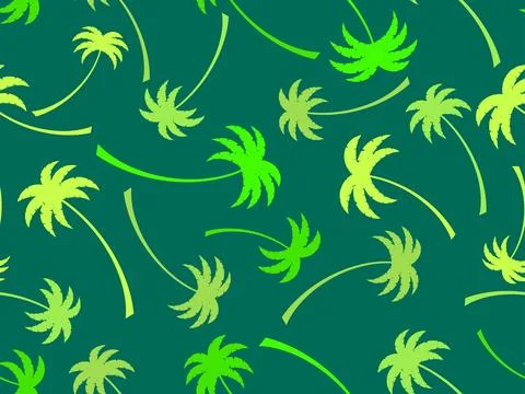Palm trees seamless pattern. Summer time, wallpaper with tropical palm tree.. Stock Illustration