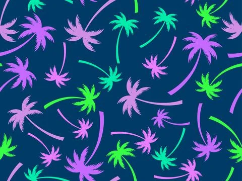 Palm trees seamless pattern. Summer time, wallpaper with tropical palm tree.. 스톡 일러스트