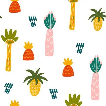 Palm trees seamless pattern. Tropical abstract background with palm trees. Mo Stock Illustration