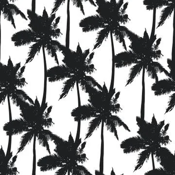 Palm trees seamless pattern on white background Illustrazione stock