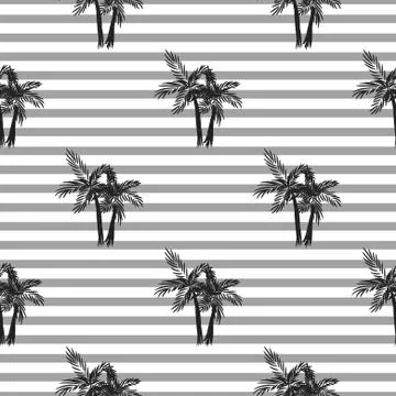 Palm trees seamless vector pattern イラスト素材