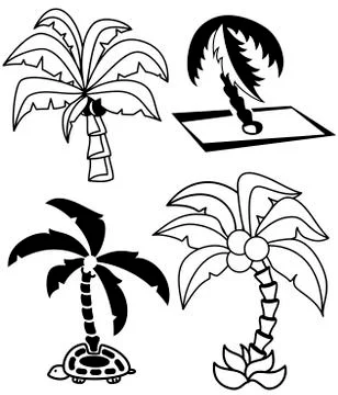 Palm trees set Stock Illustration