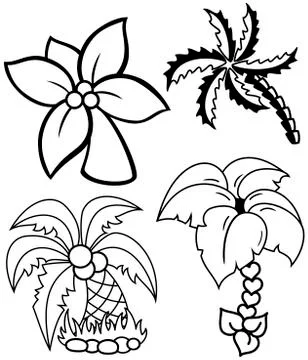 Palm trees set Stock Illustration