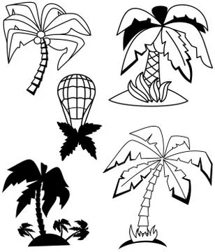Palm trees set Stock Illustration