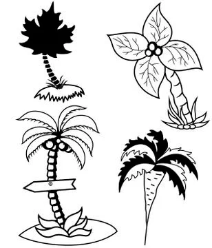 Palm trees set Stock Illustration
