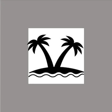 Palm trees silhouette on island. Vector illustration Stock Illustration