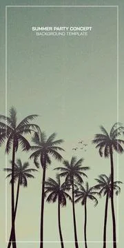 Palm trees silhouette with sunset sky background vertical vector illustrati.. 스톡 일러스트