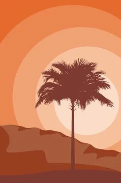 Palm trees silhouettes retro design Illustrazione stock