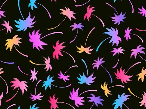 Palm trees silhouettes seamless pattern. Colorful gradient palm trees. Summ.. Stock-Illustration