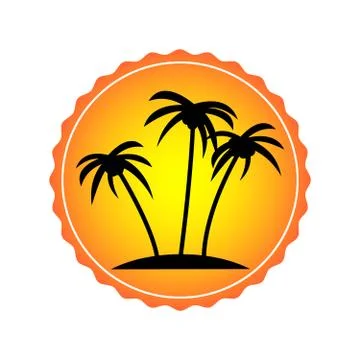 Palm trees sticker Stock Illustration