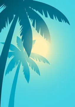 Palm trees with sunlight background Stock Illustration