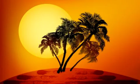 Palm trees at sunset Stock Illustration