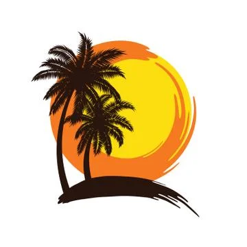 Palm trees sunset Stock Illustration